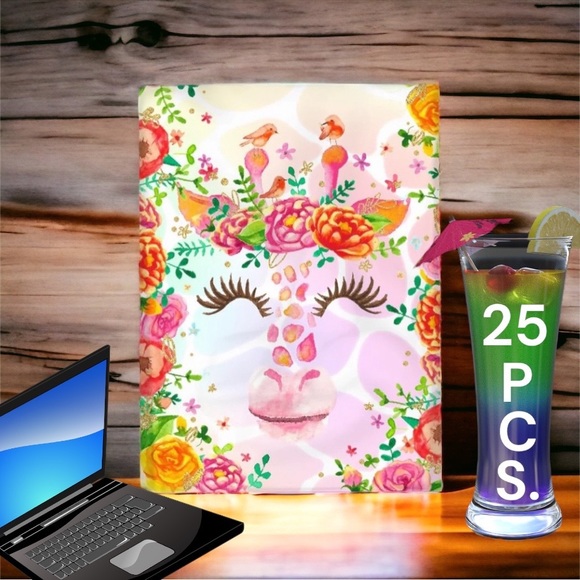 25 10X13 Poly Mailers Cute Floral Giraffe, Shipping Envelopes PRICE IS FIRM - Picture 3 of 6